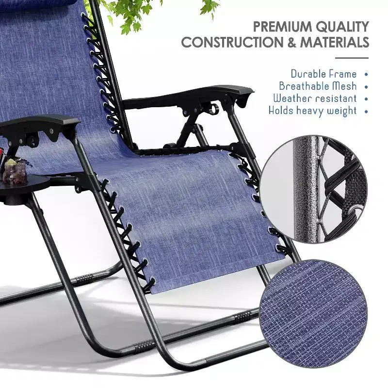Sdraio reclinabile Zero Gravity, Beige/Nero/Blu/Marrone/Verde/Grigio, Set da 2