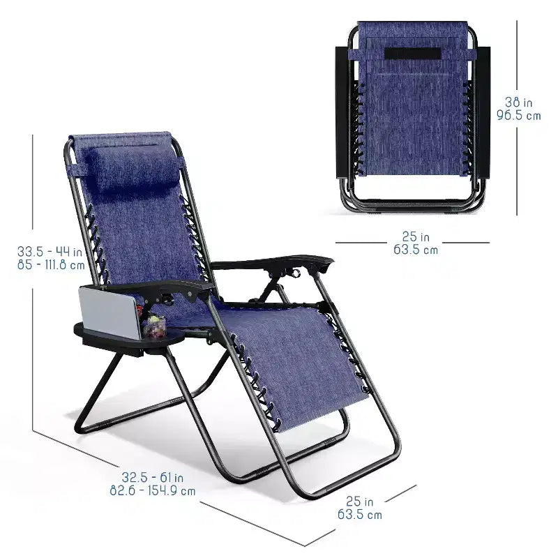 Sdraio reclinabile Zero Gravity, Beige/Nero/Blu/Marrone/Verde/Grigio, Set da 2