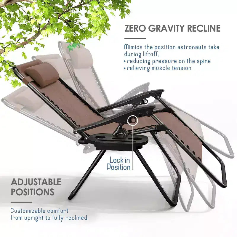 Sdraio reclinabile Zero Gravity, Beige/Nero/Blu/Marrone/Verde/Grigio, Set da 2