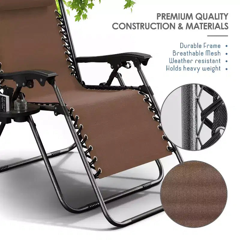 Sdraio reclinabile Zero Gravity, Beige/Nero/Blu/Marrone/Verde/Grigio, Set da 2