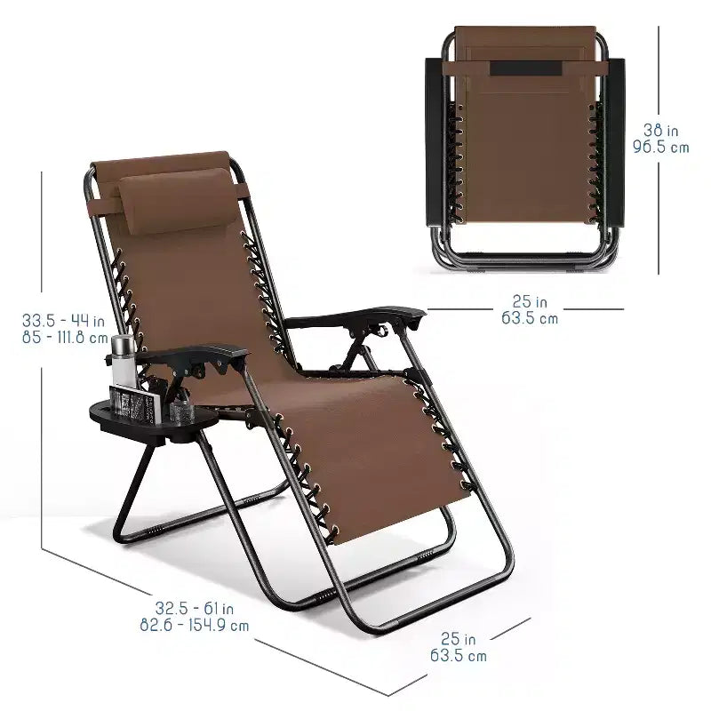 Sdraio reclinabile Zero Gravity, Beige/Nero/Blu/Marrone/Verde/Grigio, Set da 2