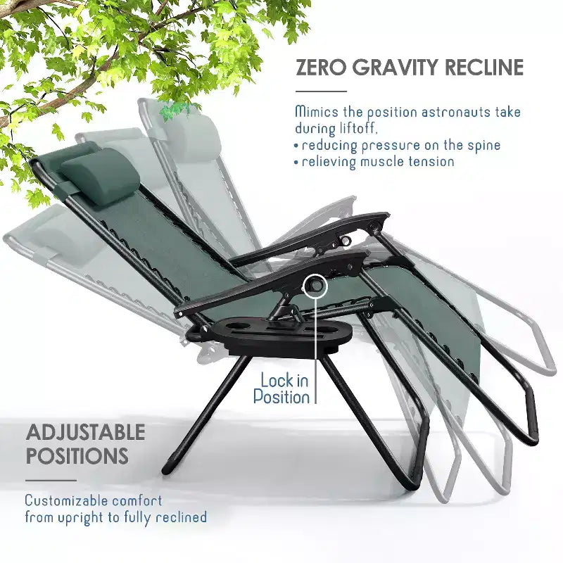 Sdraio reclinabile Zero Gravity, Beige/Nero/Blu/Marrone/Verde/Grigio, Set da 2