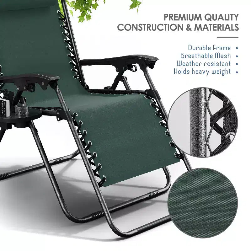 Sdraio reclinabile Zero Gravity, Beige/Nero/Blu/Marrone/Verde/Grigio, Set da 2