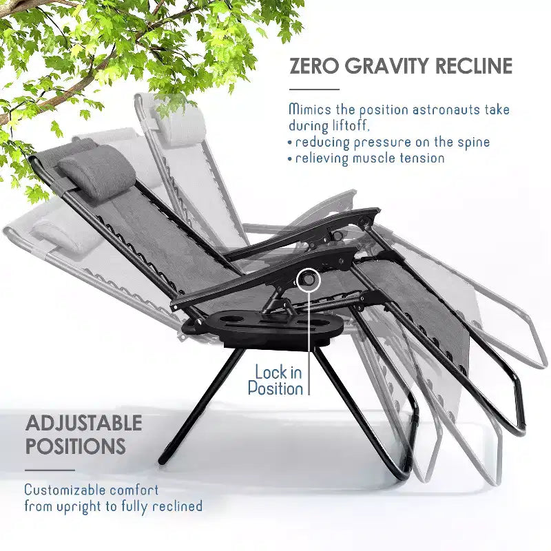 Sdraio reclinabile Zero Gravity, Beige/Nero/Blu/Marrone/Verde/Grigio, Set da 2
