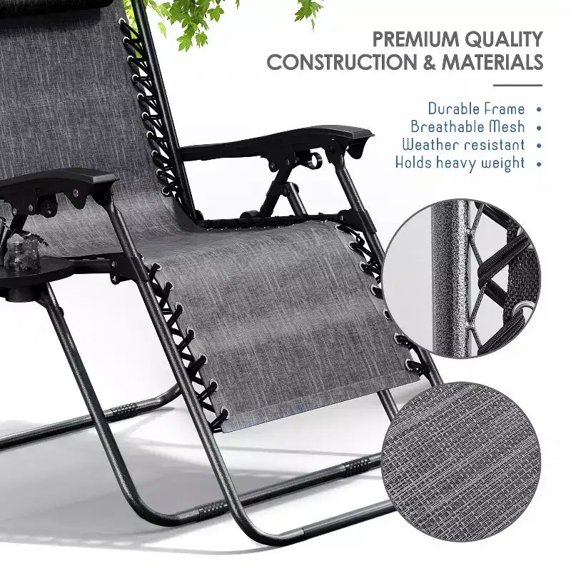Sdraio reclinabile Zero Gravity, Beige/Nero/Blu/Marrone/Verde/Grigio, Set da 2