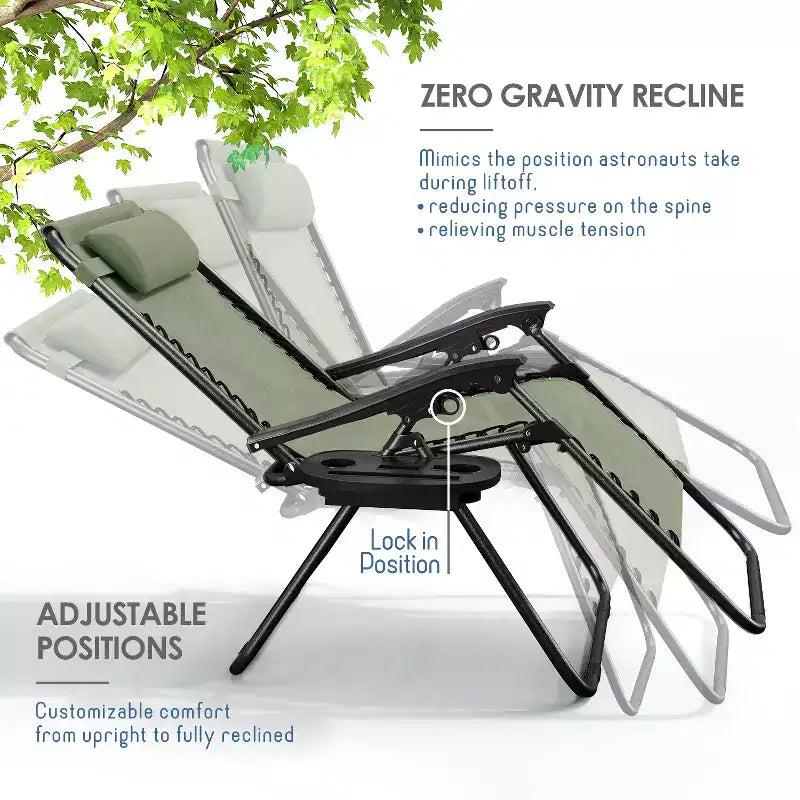 Sdraio reclinabile Zero Gravity, Beige/Nero/Blu/Marrone/Verde/Grigio, Set da 2