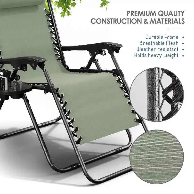 Sdraio reclinabile Zero Gravity, Beige/Nero/Blu/Marrone/Verde/Grigio, Set da 2