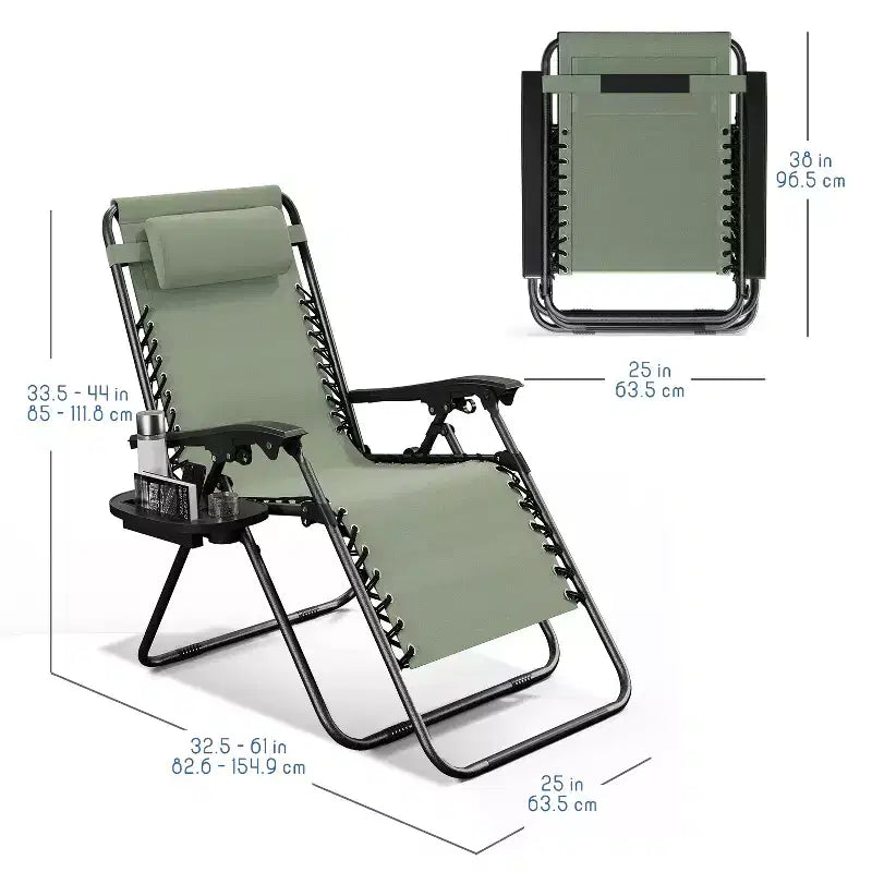 Sdraio reclinabile Zero Gravity, Beige/Nero/Blu/Marrone/Verde/Grigio, Set da 2