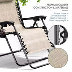 Sdraio reclinabile Zero Gravity, Beige/Nero/Blu/Marrone/Verde/Grigio, Set da 2