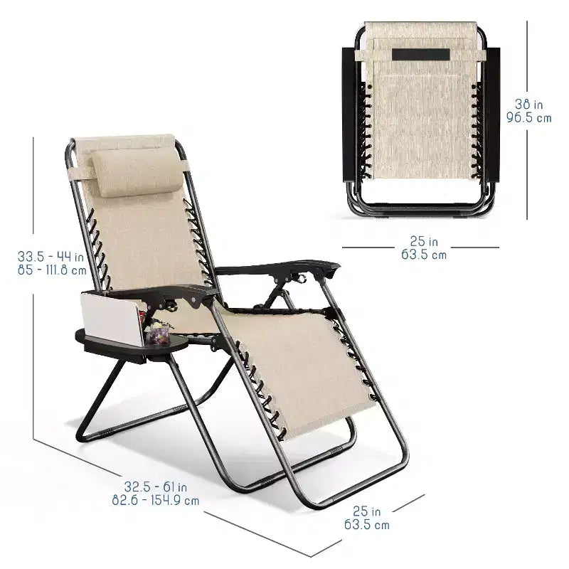 Sdraio reclinabile Zero Gravity, Beige/Nero/Blu/Marrone/Verde/Grigio, Set da 2