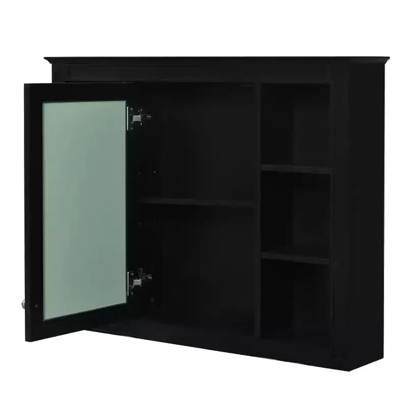 Pensile da bagno a specchio bianco con 5 ripiani