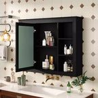 Pensile da bagno a specchio bianco con 5 ripiani