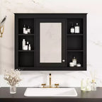 Pensile da bagno a specchio bianco con 5 ripiani