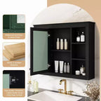 Pensile da bagno a specchio bianco con 5 ripiani