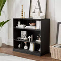 [31-inch | Open Design]Doorless Black Wood Grain Storage Shelf (Multi-Functional Decor for Living Room/Bedroom)