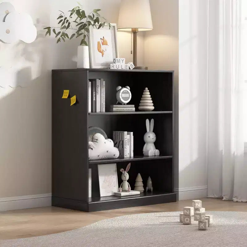 Mobile contenitore a giorno venatura legno nero | 3 ripiani | Singolo