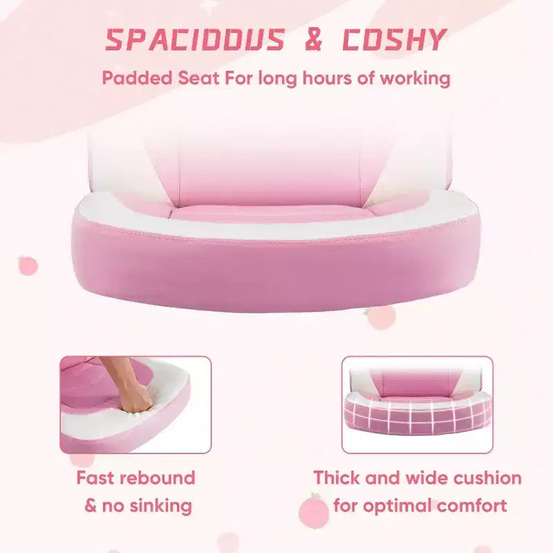 Sedia girevole in pelle sintetica (PU) blu/grigia/rosa/rossa con supporto lombare e braccioli ribaltabili, seduta singola