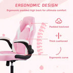 Sedia girevole in pelle sintetica (PU) blu/grigia/rosa/rossa con supporto lombare e braccioli ribaltabili, seduta singola
