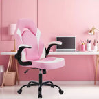 Sedia girevole in pelle sintetica (PU) blu/grigia/rosa/rossa con supporto lombare e braccioli ribaltabili, seduta singola