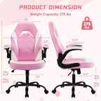 Sedia girevole in pelle sintetica (PU) blu/grigia/rosa/rossa con supporto lombare e braccioli ribaltabili, seduta singola