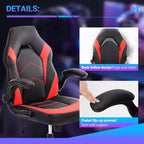 Sedia girevole in pelle sintetica (PU) blu/grigia/rosa/rossa con supporto lombare e braccioli ribaltabili, seduta singola