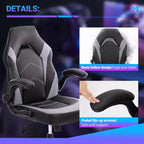 Sedia girevole in pelle sintetica (PU) blu/grigia/rosa/rossa con supporto lombare e braccioli ribaltabili, seduta singola