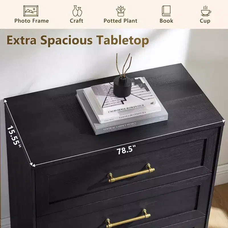 Comodino a 3 cassetti, nero / marrone / rovere naturale / marrone rustico / bianco, legno, 1 persona