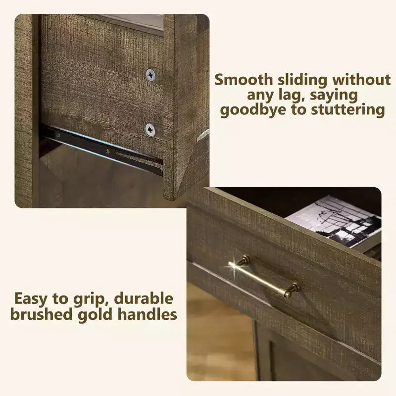 Comodino a 3 cassetti, nero / marrone / rovere naturale / marrone rustico / bianco, legno, 1 persona