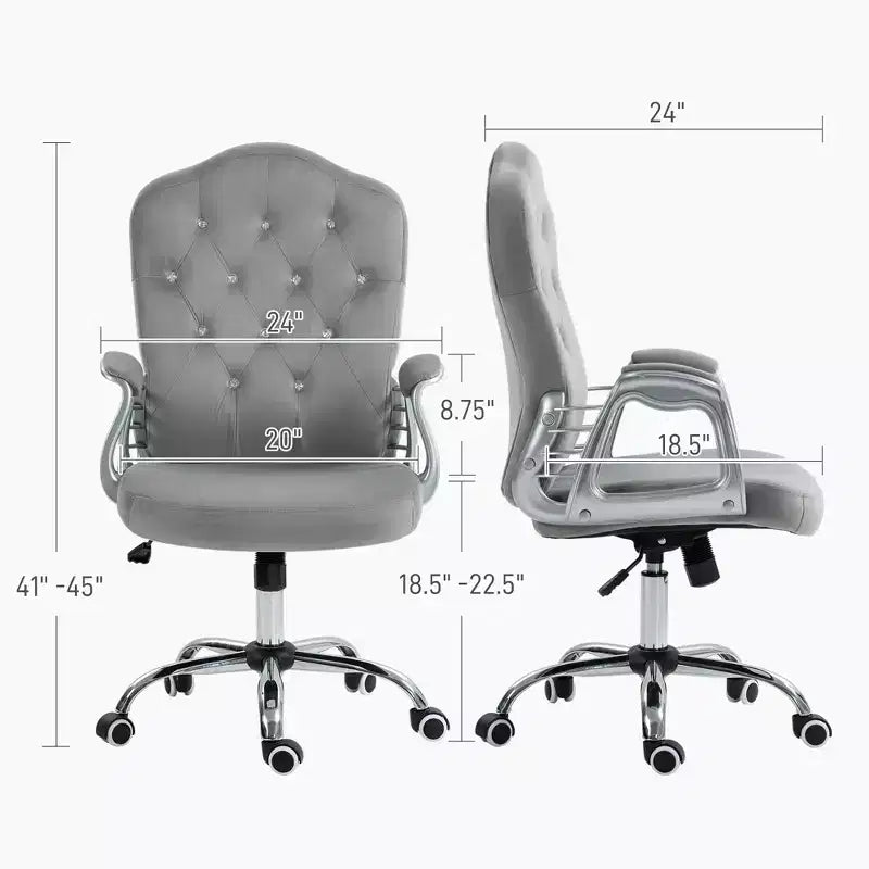 Sedia da ufficio girevole in velluto blu/grigio chiaro, braccioli fissi, sedile singolo