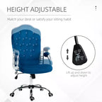 Sedia da ufficio girevole in velluto blu/grigio chiaro, braccioli fissi, sedile singolo