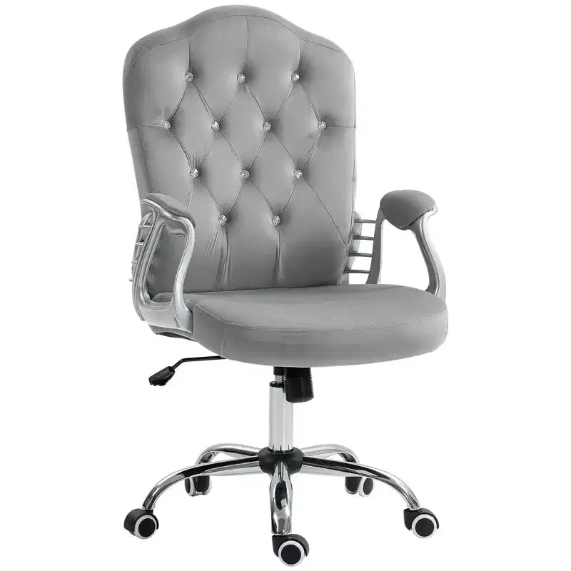 Sedia da ufficio girevole in velluto blu/grigio chiaro, braccioli fissi, sedile singolo