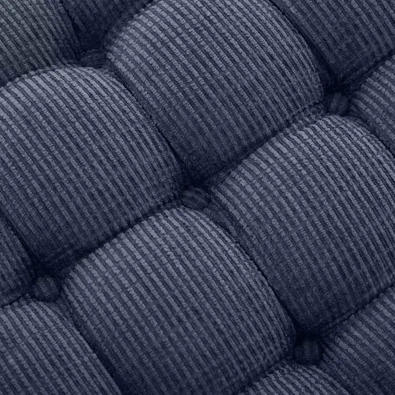 Panca contenitore trapuntata con bottoni e nappine, blu / grigio / arancione, imbottita, 1 posto a sedere