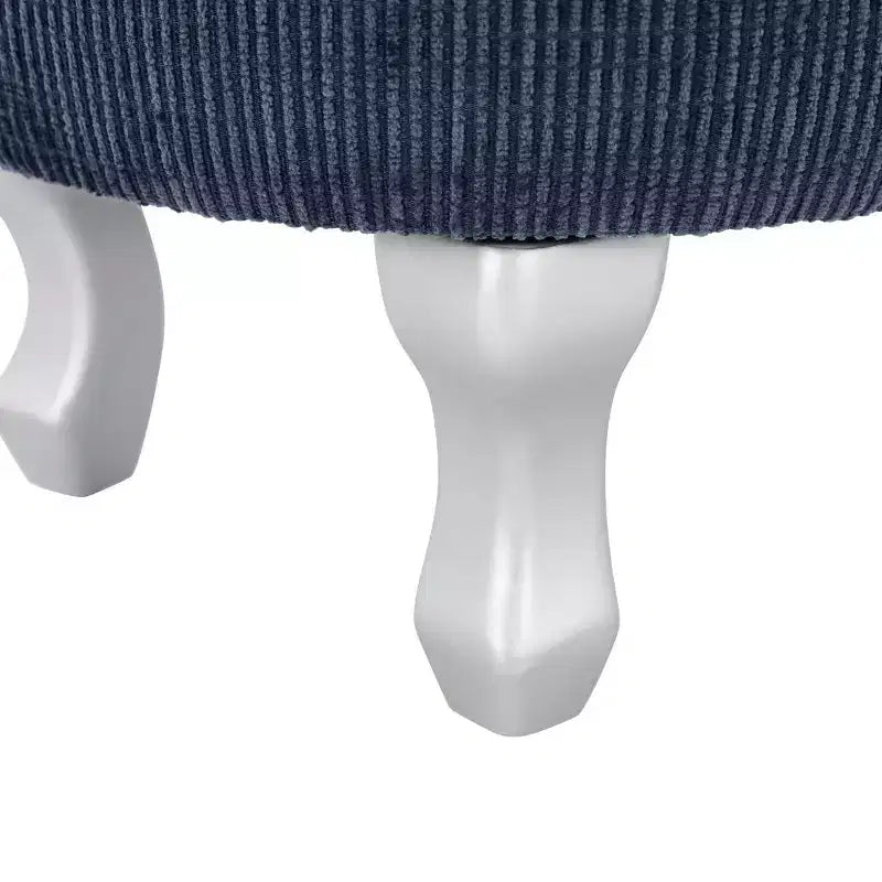 Panca contenitore trapuntata con bottoni e nappine, blu / grigio / arancione, imbottita, 1 posto a sedere