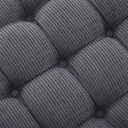Panca contenitore trapuntata con bottoni e nappine, blu / grigio / arancione, imbottita, 1 posto a sedere