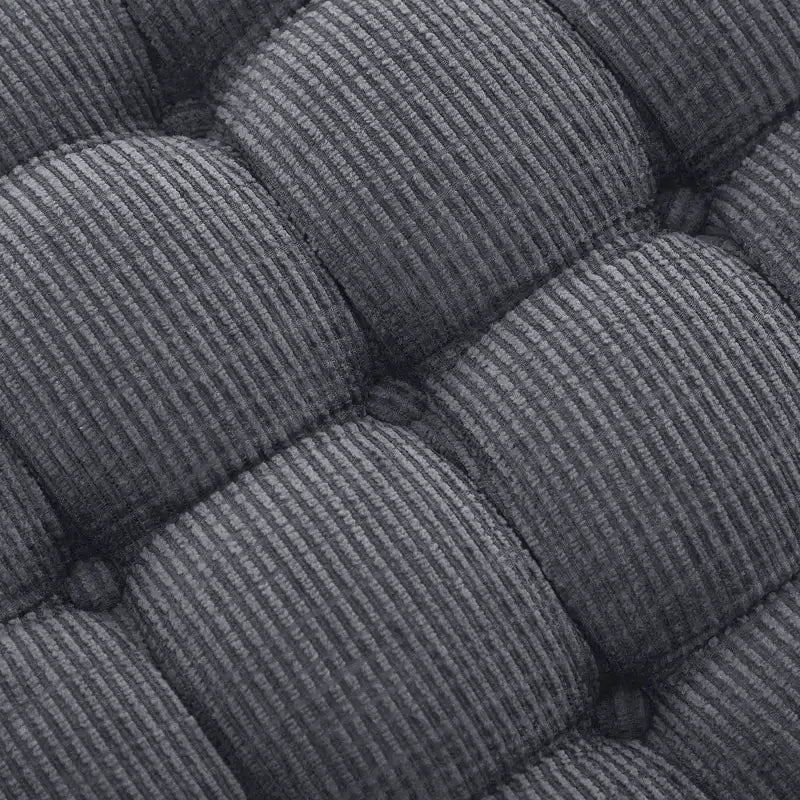 Panca contenitore trapuntata con bottoni e nappine, blu / grigio / arancione, imbottita, 1 posto a sedere
