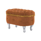 Panca contenitore trapuntata con bottoni e nappine, blu / grigio / arancione, imbottita, 1 posto a sedere