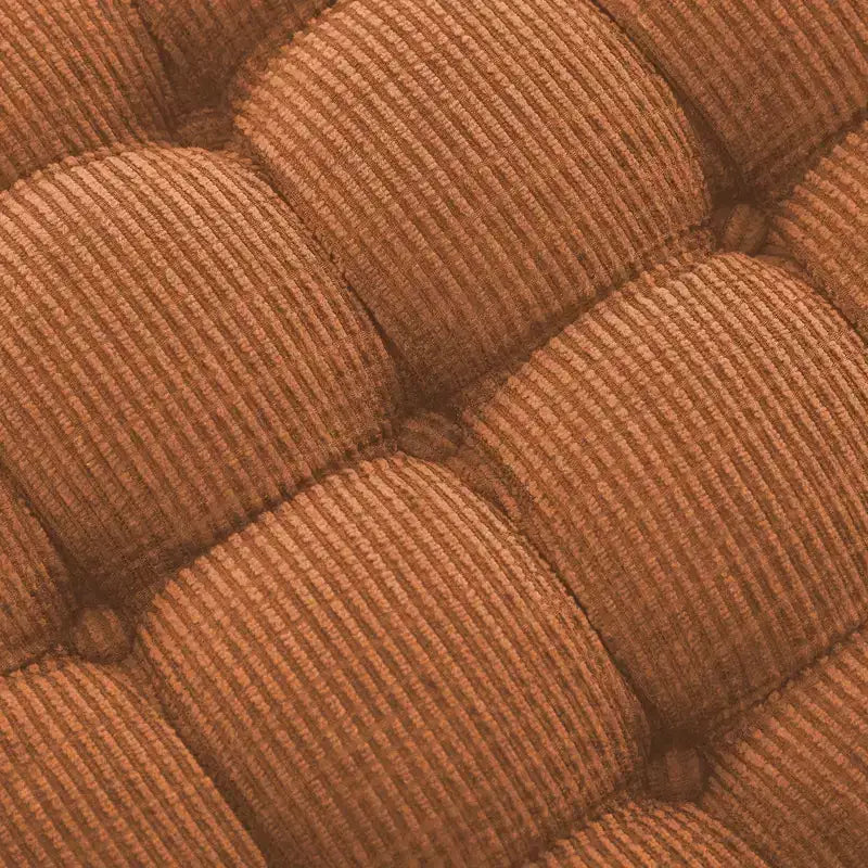 Panca contenitore trapuntata con bottoni e nappine, blu / grigio / arancione, imbottita, 1 posto a sedere
