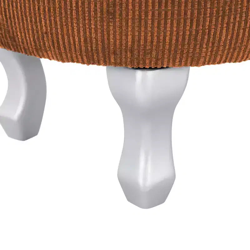 Panca contenitore trapuntata con bottoni e nappine, blu / grigio / arancione, imbottita, 1 posto a sedere
