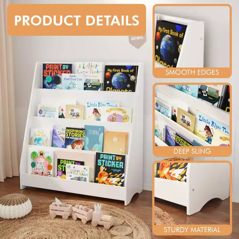 Libreria per bambini a 4 ripiani, naturale/bianco, montaggio individuale