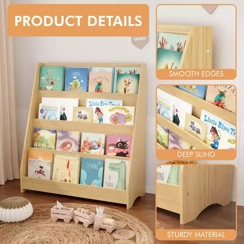 Libreria per bambini a 4 ripiani, naturale/bianco, montaggio individuale
