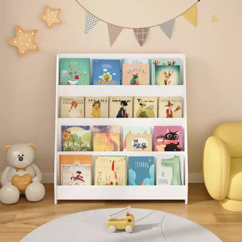 Libreria per bambini a 4 ripiani, naturale/bianco, montaggio individuale