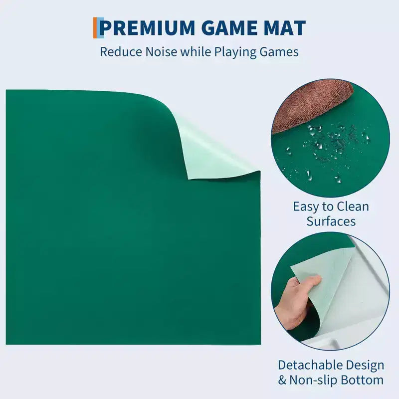 Tavolo da Mahjong Pieghevole per 4 Giocatori. Piano di Lavoro Verde Resistente all'Usura. Scrivania Quadrata Portatile con Portabicchieri e Vassoi per Fiches per Domino e Puzzle