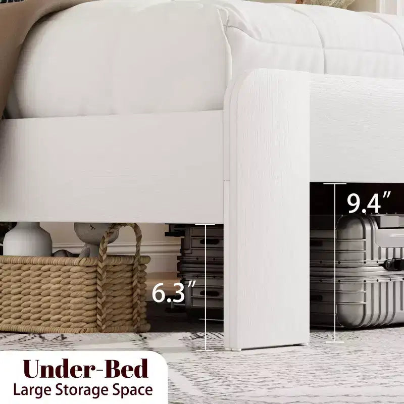 Telaio letto a piattaforma in metallo con testiera portaoggetti e USB, nero, Queen/King