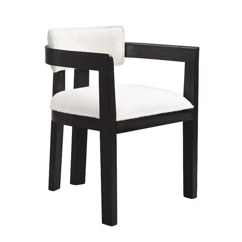 Sedie da pranzo imbottite in misto lino nero / espresso / frassino chiaro / noce, schienale curvo, set da 2