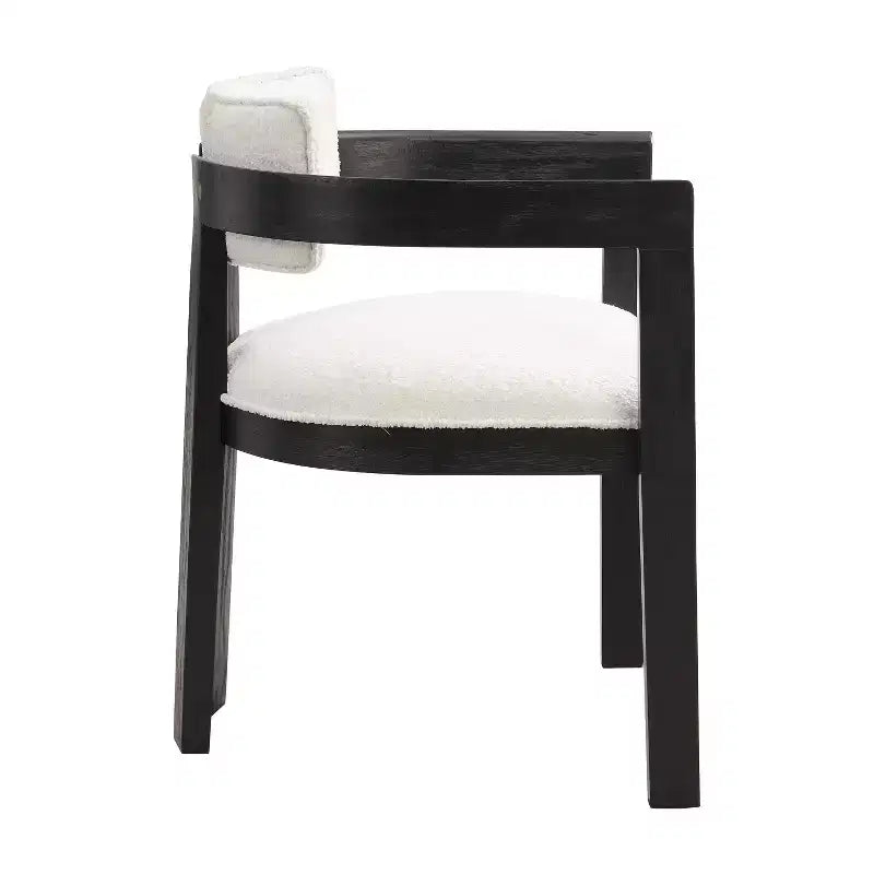 Sedie da pranzo imbottite in misto lino nero / espresso / frassino chiaro / noce, schienale curvo, set da 2