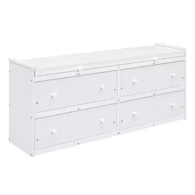 Letto a soppalco basso grigio/bianco con doppia scrivania, 4 cassetti e libreria – una piazza/una piazza e mezza, 1 persona