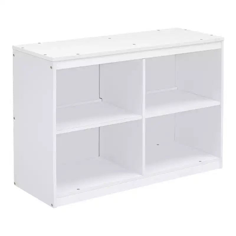 Letto a soppalco basso grigio/bianco con doppia scrivania, 4 cassetti e libreria – una piazza/una piazza e mezza, 1 persona