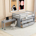 Luxystar Low Loft Bed with Desk, 4 Drawers and Bookcase