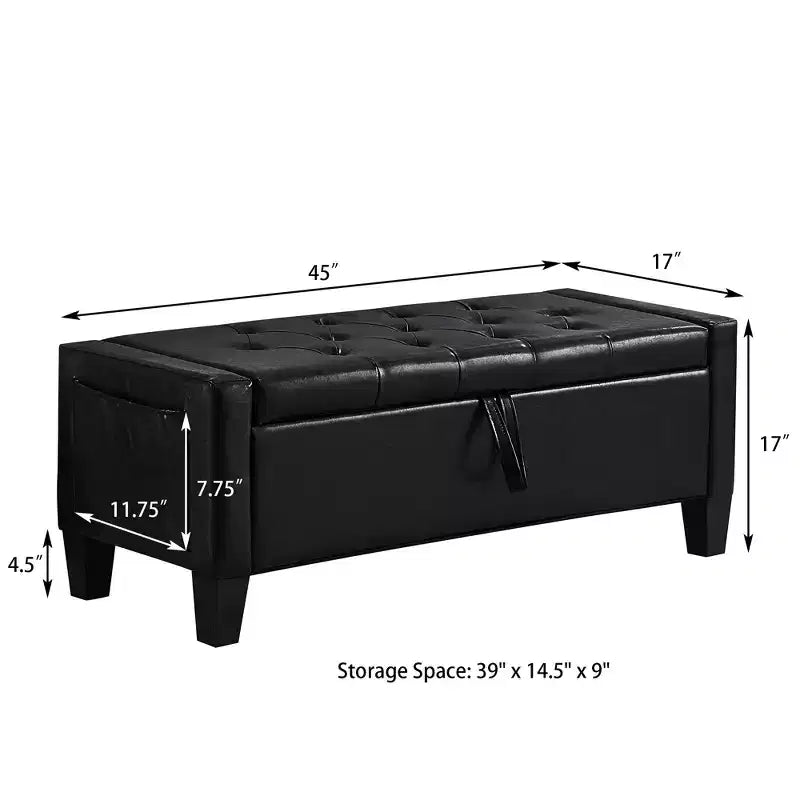 Panca Contenitore Ottomana Trapuntata con Cerniera di Sicurezza – Beige / Nero / Grigio / Blu / Lino – Tessuto e Similpelle – 1 Posto a Sedere