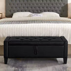 Panca Contenitore Ottomana Trapuntata con Cerniera di Sicurezza – Beige / Nero / Grigio / Blu / Lino – Tessuto e Similpelle – 1 Posto a Sedere